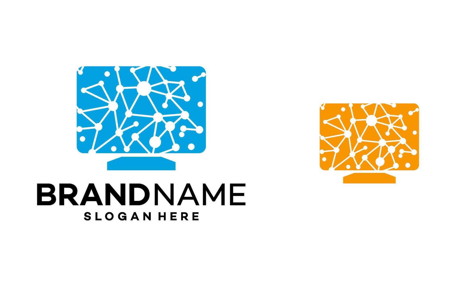 computer tech logo design template illustration vector