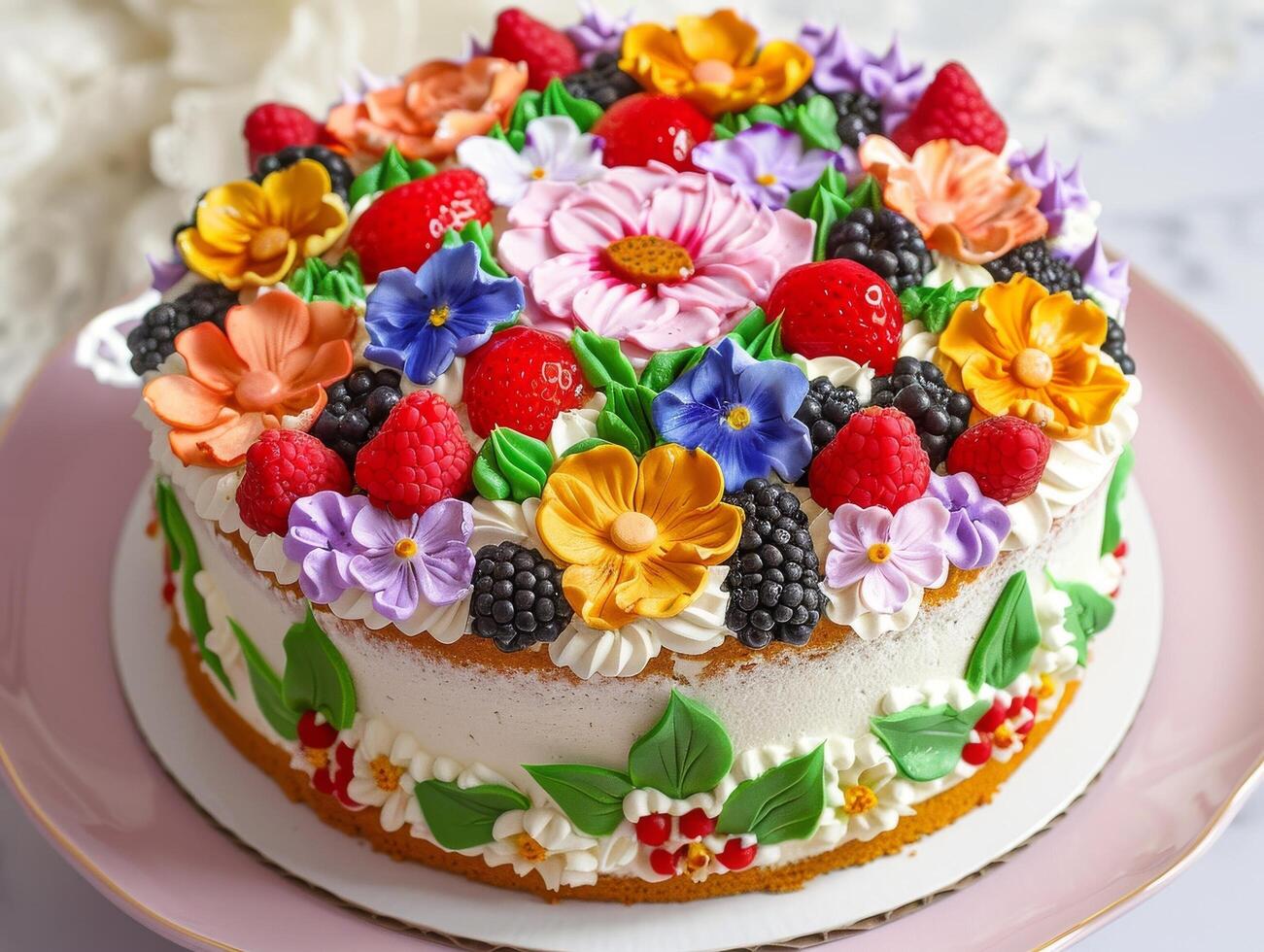 decorativo flor coronado celebracion pastel foto