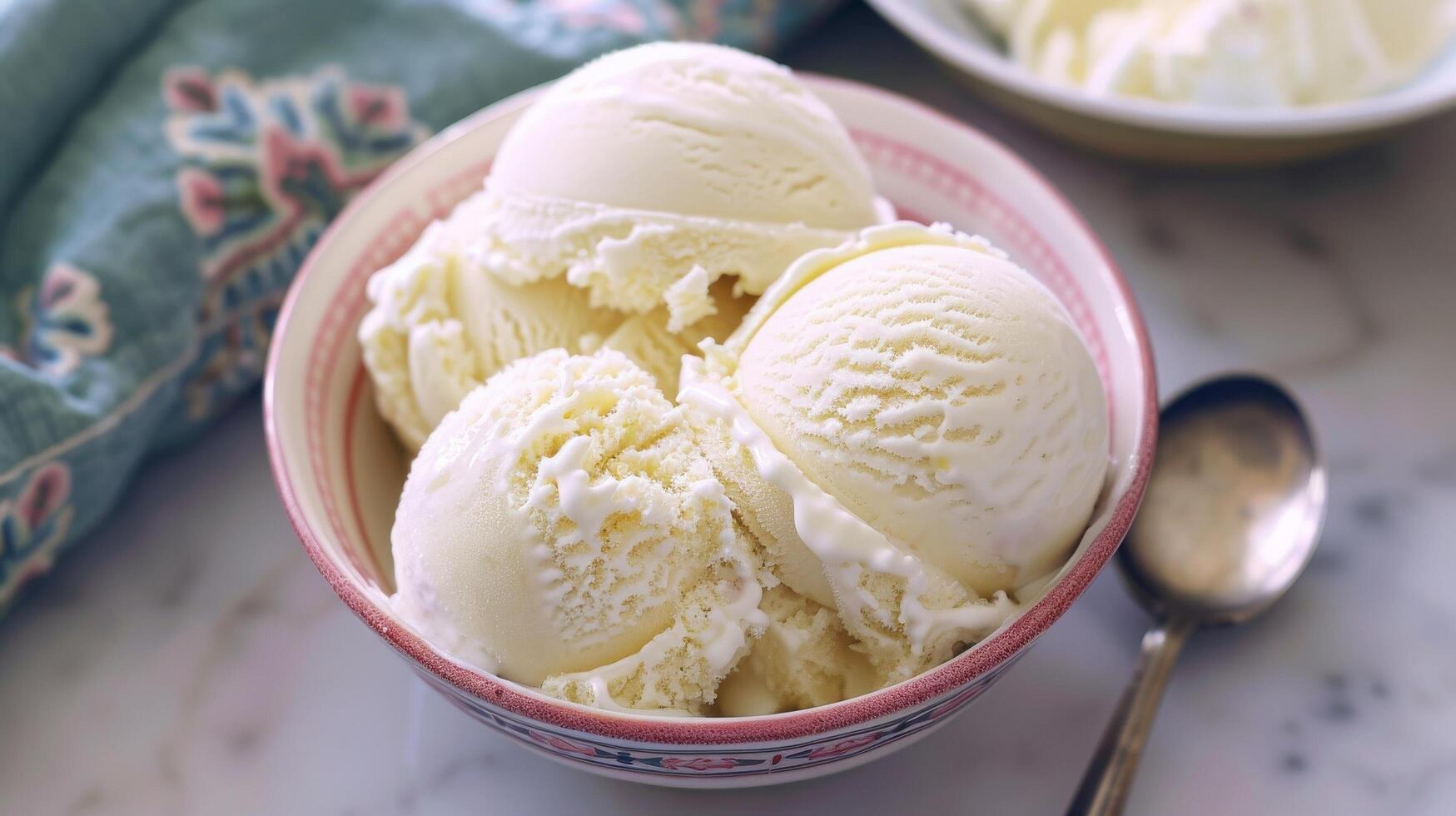 Homemade Vanilla Ice Cream Scoops photo