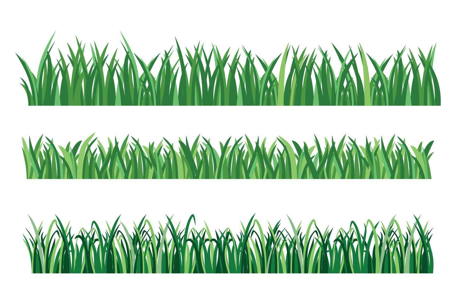 Set of green grass isolated on white background. vector