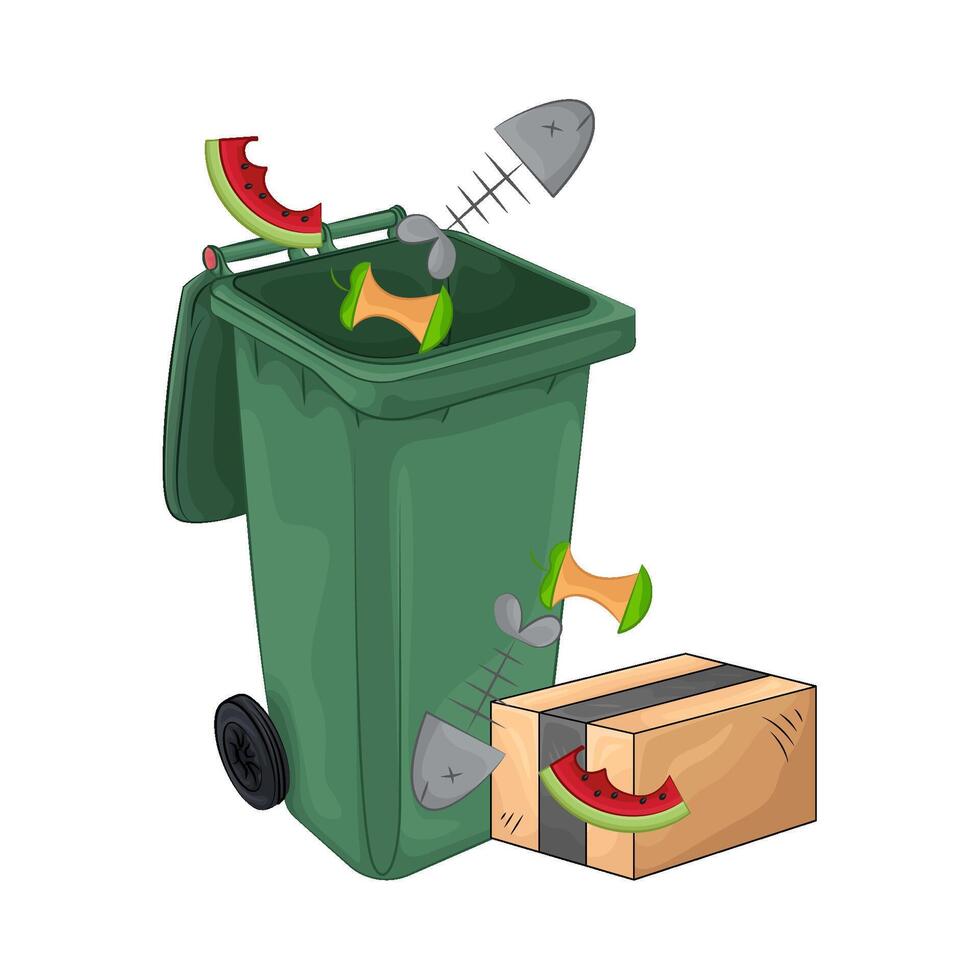 Illustration of trash bin vector