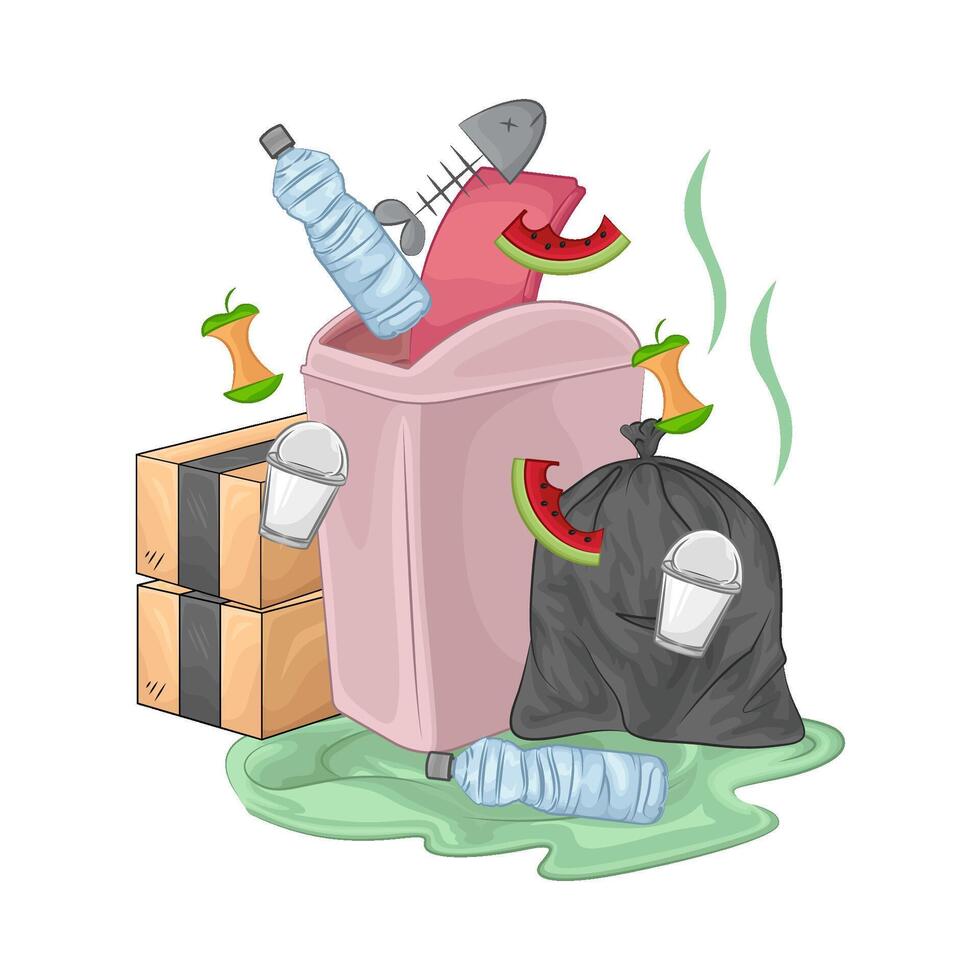 Illustration of trash bin vector