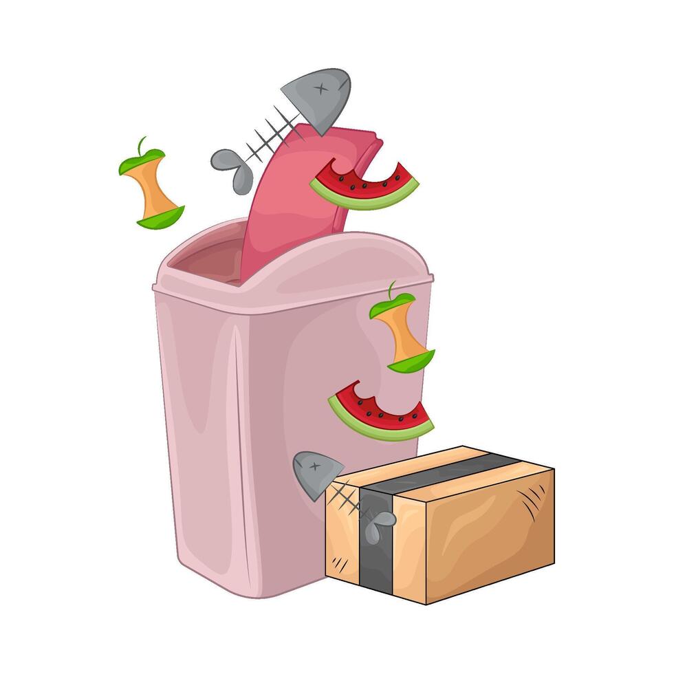 Illustration of trash bin vector