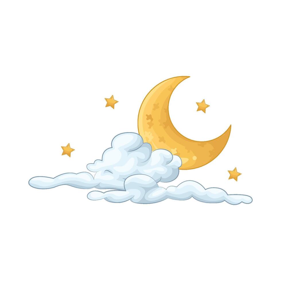 Illustration of moon cloud vector