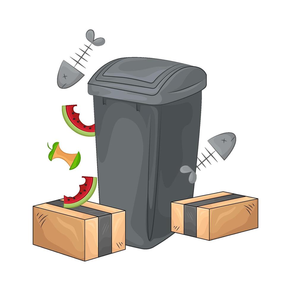 Illustration of trash bin vector