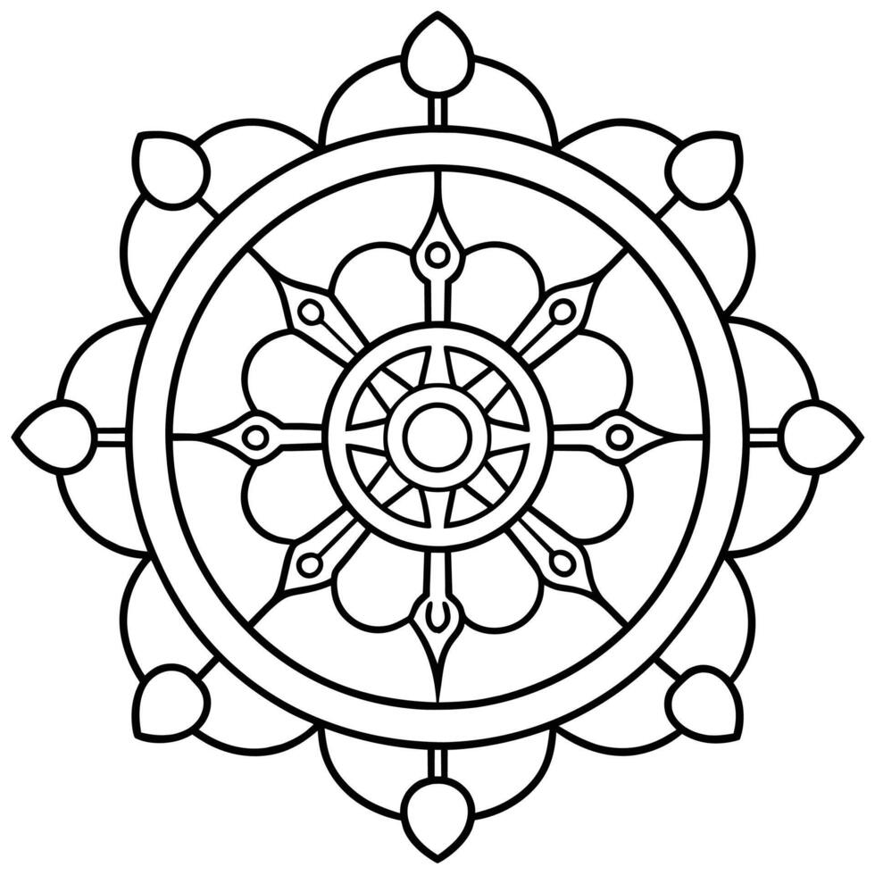 Tibetian mandala for adults mandala coloring page mind relaxing mandala vector