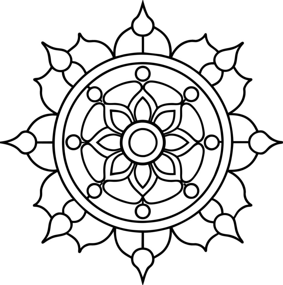 Tibetian mandala for adults mandala coloring page mind relaxing mandala vector