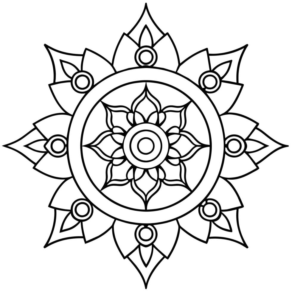 Tibetian mandala for adults mandala coloring page mind relaxing mandala vector