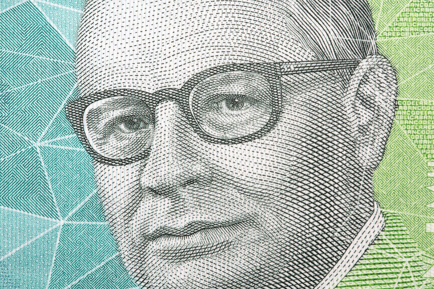 Carlos Lleras Restrepo a closeup portrait from Colombian money photo