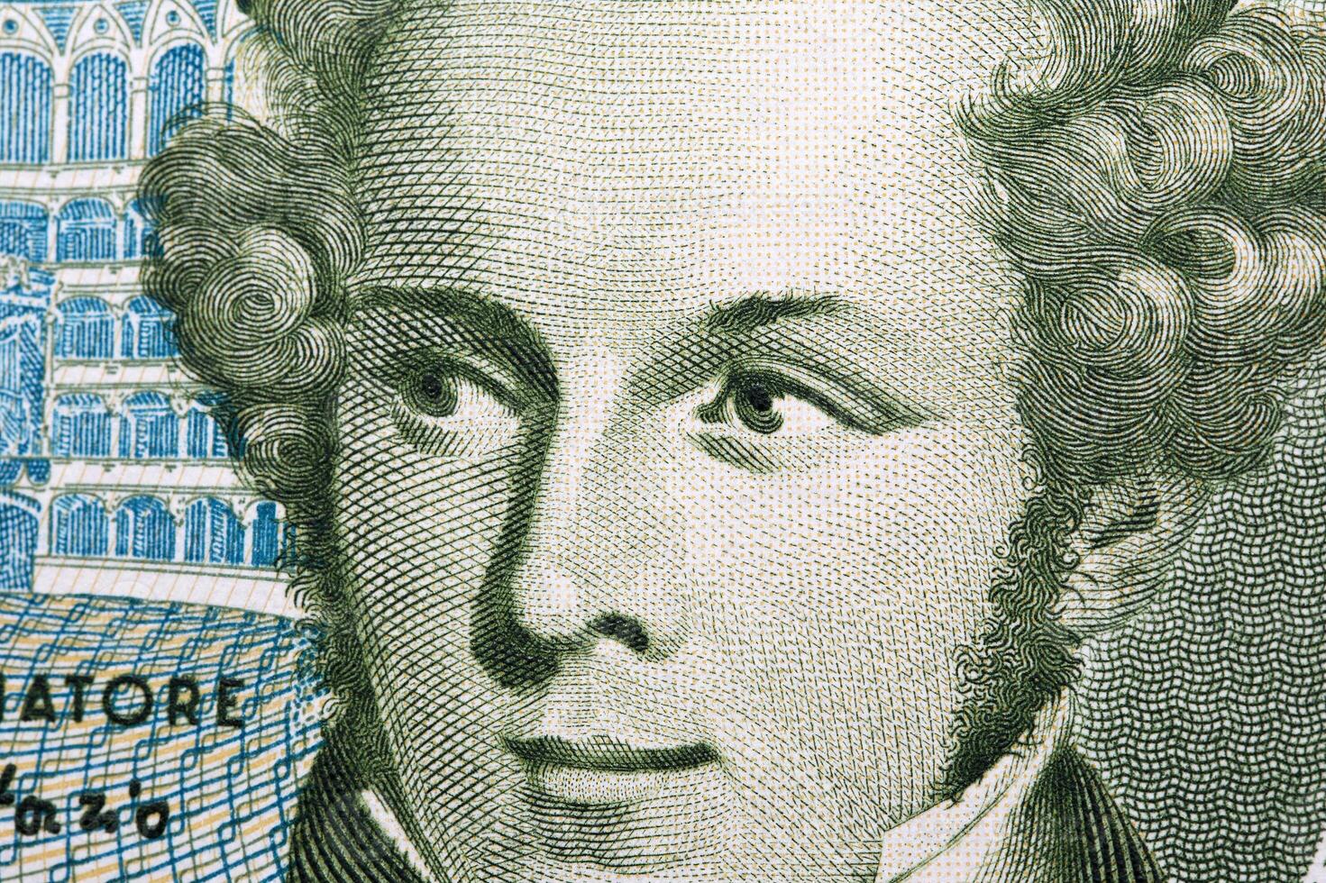 Vincenzo Bellini a closeup portrait from Italian money photo