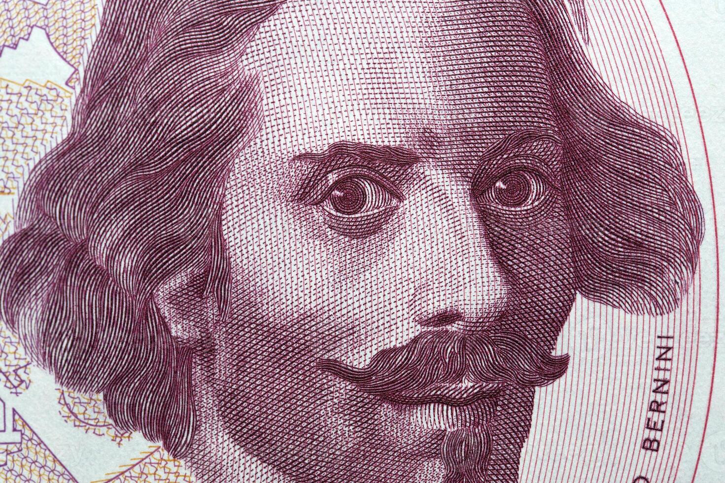 Gian Lorenzo Bernini a closeup portrait from Italian money photo