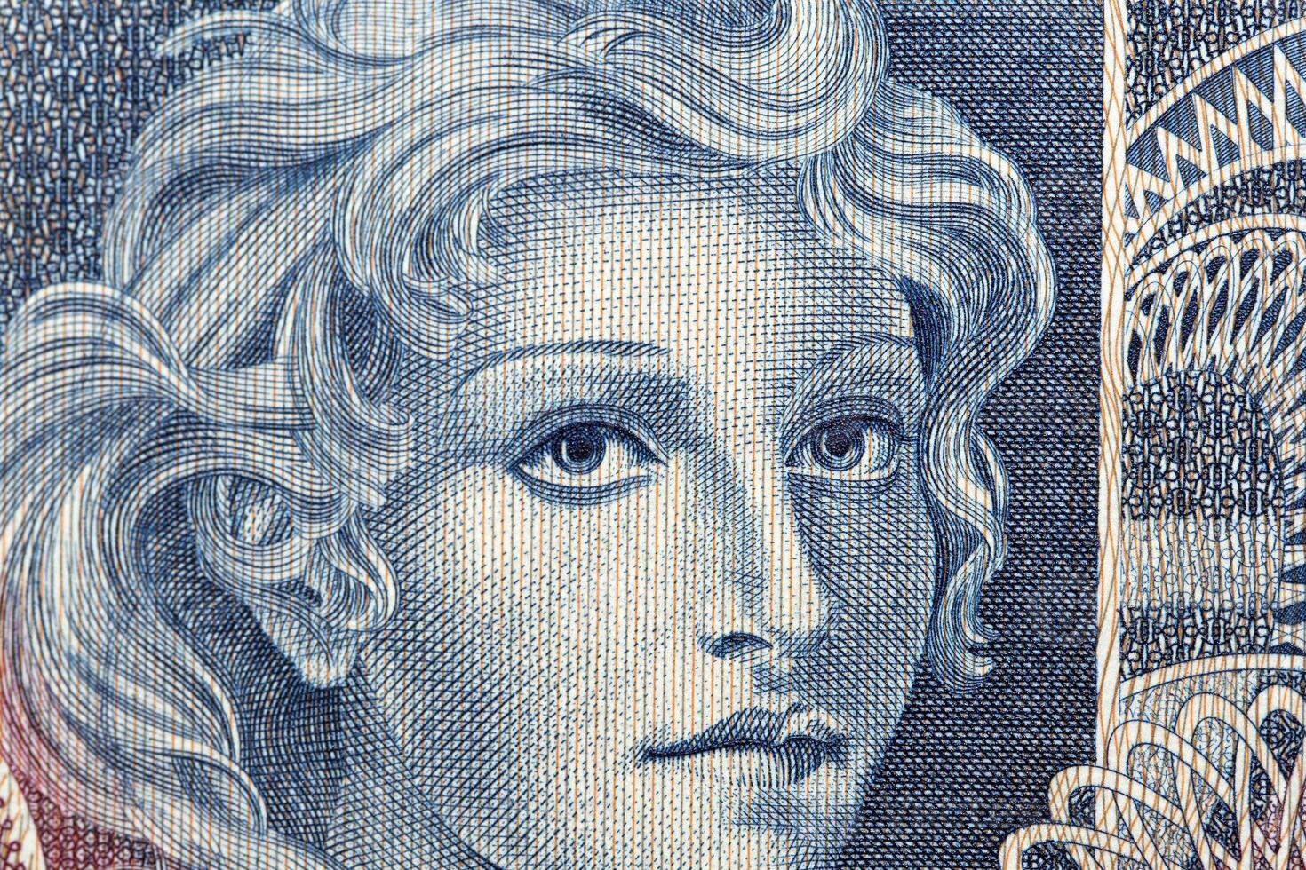 Volto di donna a cloesup portrait from Italian money photo