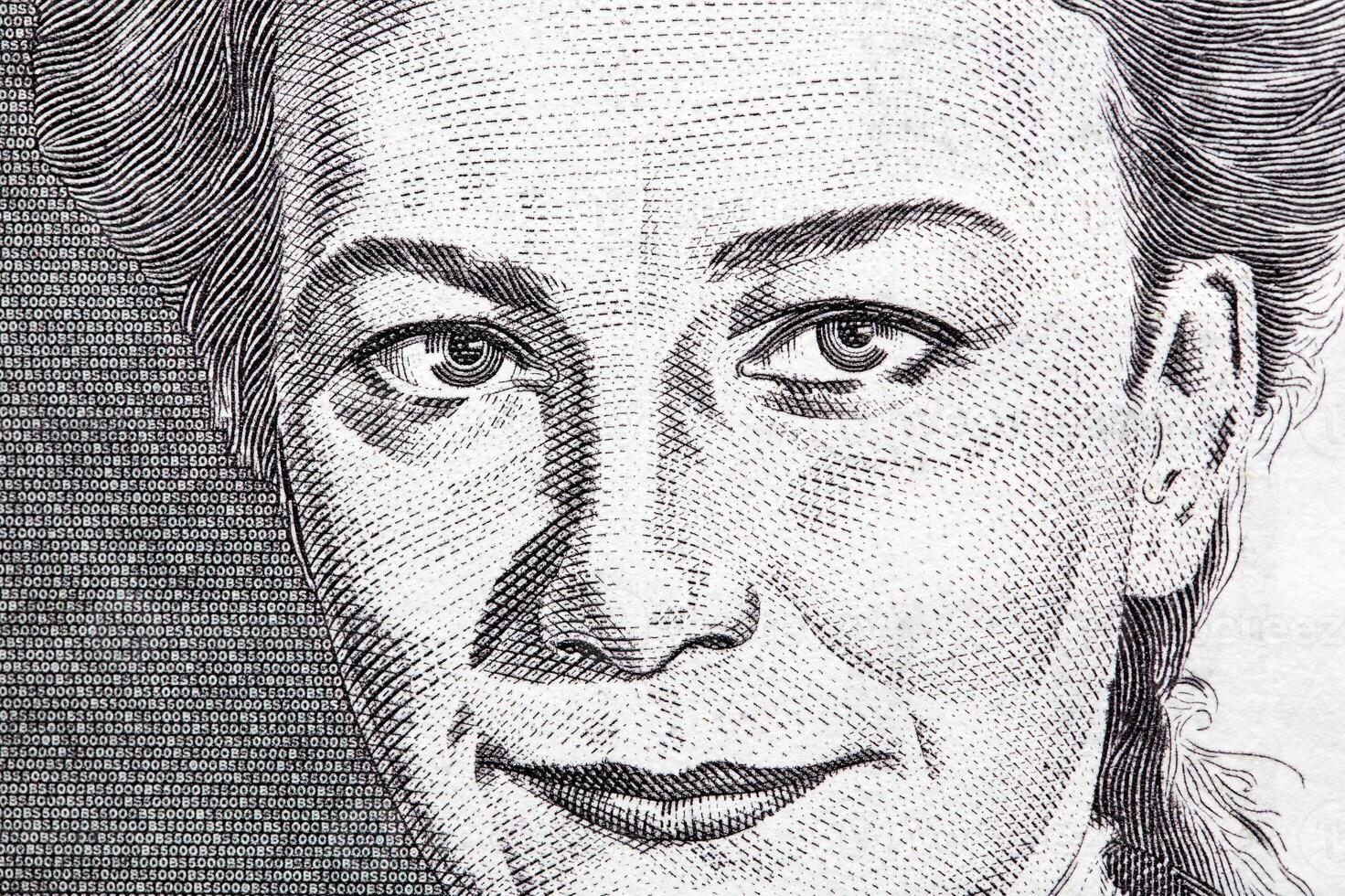 Ivana Kobilca a closeup portrait from Slovenian money photo