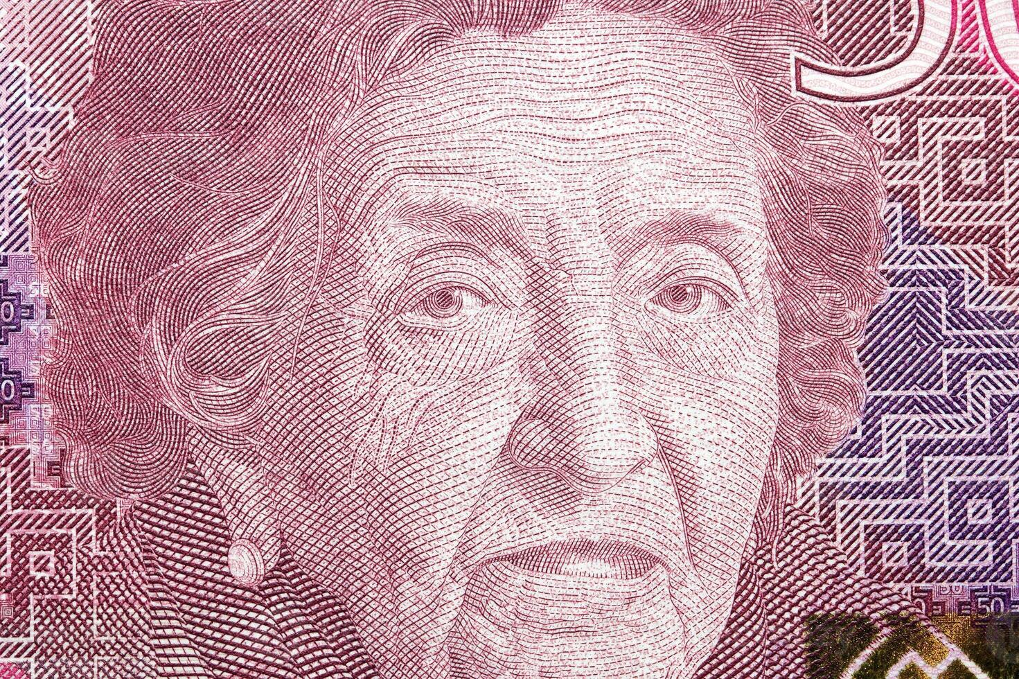 Maria Rostworowski a closeup portrait from Peruvian money photo
