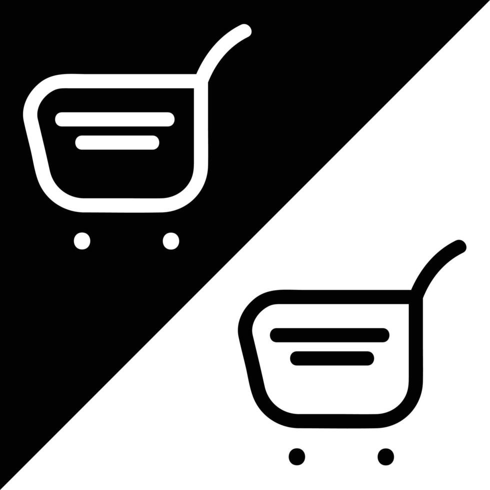 Shopping Icon, Outline style, isolated on Black and White Background. vector