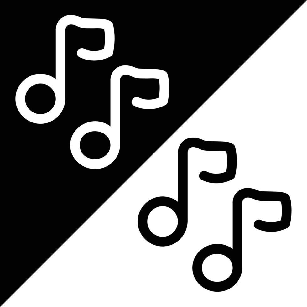 Music Icon, Outline style, isolated on Black and White Background. vector