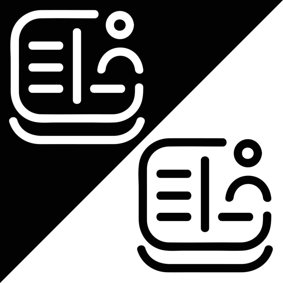 Contacts icon, Outline style, isolated on Black and White Background. vector