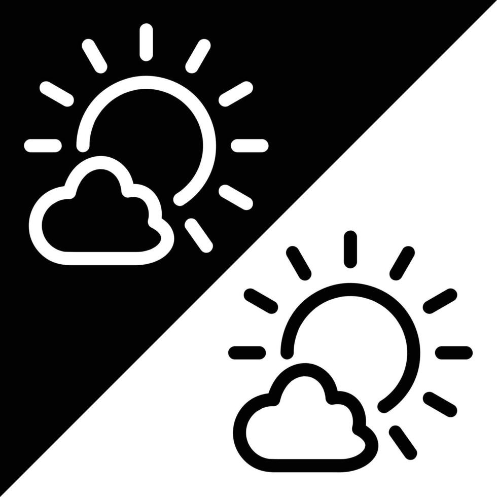 Weather app icon, Outline style, isolated on Black and White Background. vector