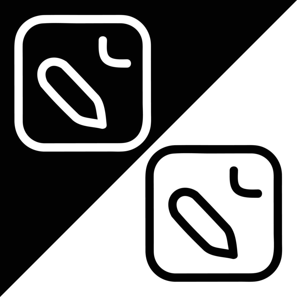 Notes icon, Outline style, isolated on Black and White Background. vector