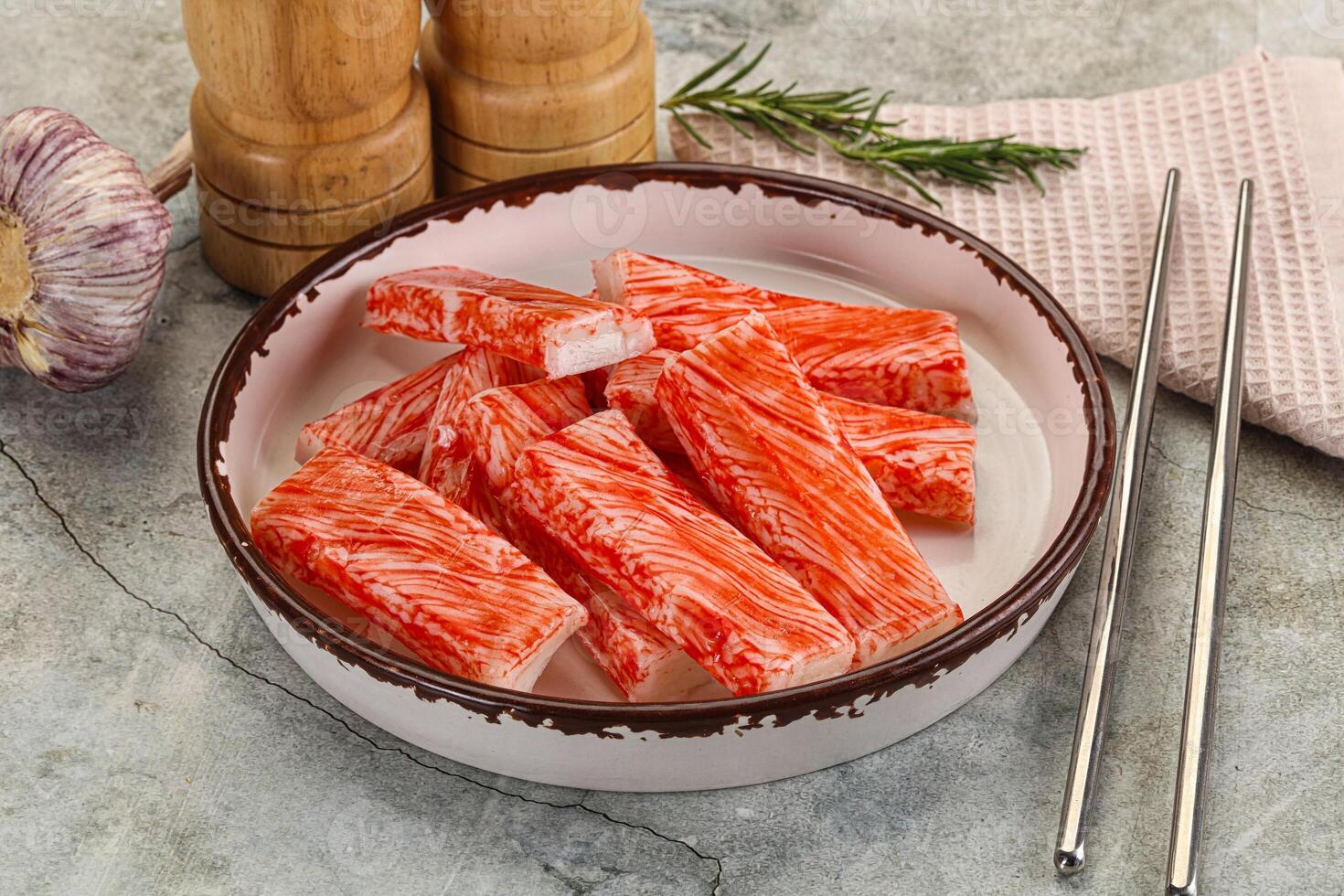 Crab meat stick surimi appetizer photo