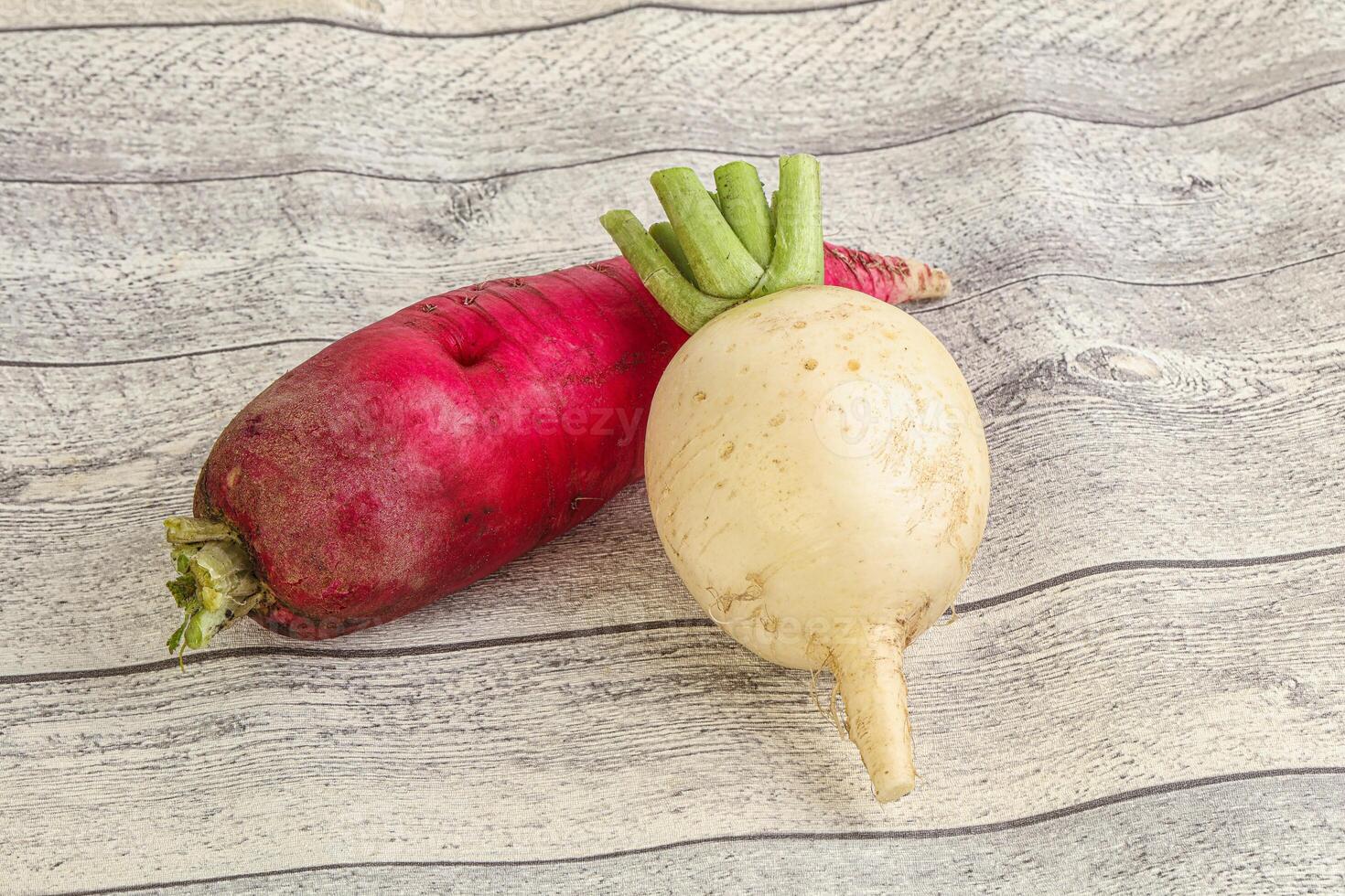 Fresh vegetable - daikon for vegan cuisine photo