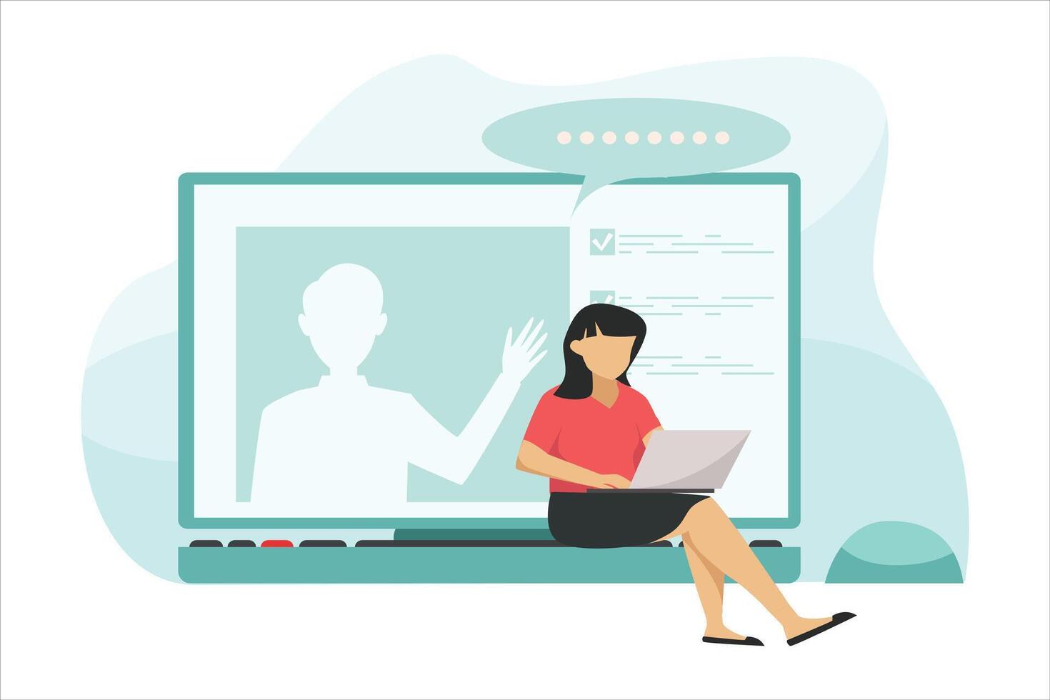 Online Learning Flat Illustration Design vector