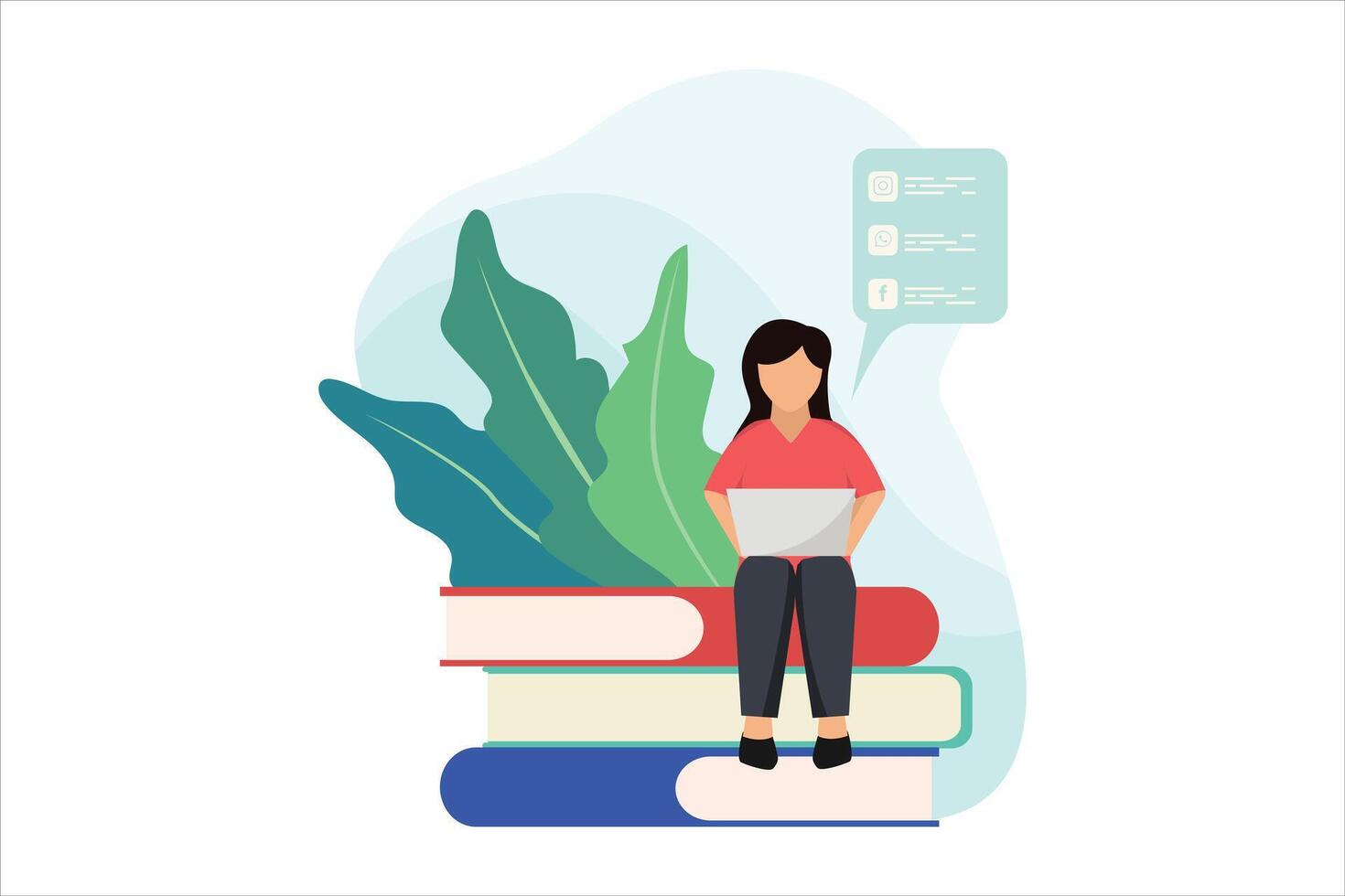 Online Learning Flat Illustration Design vector