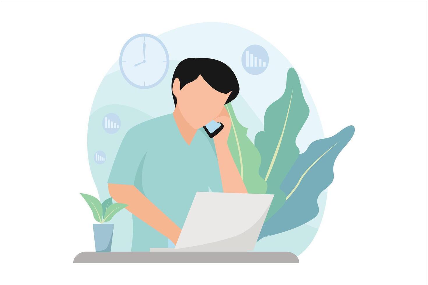 Online Learning Flat Illustration Design vector