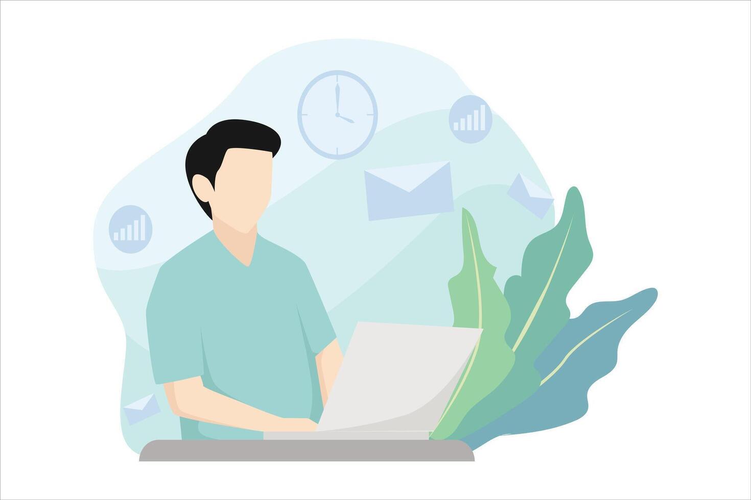 Online Learning Flat Illustration Design vector