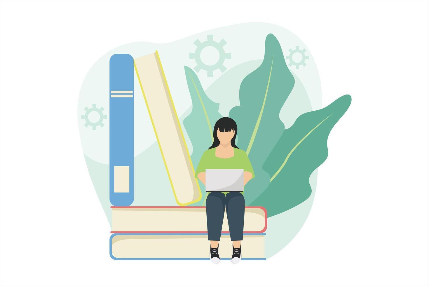 Online Learning Flat Illustration Design vector