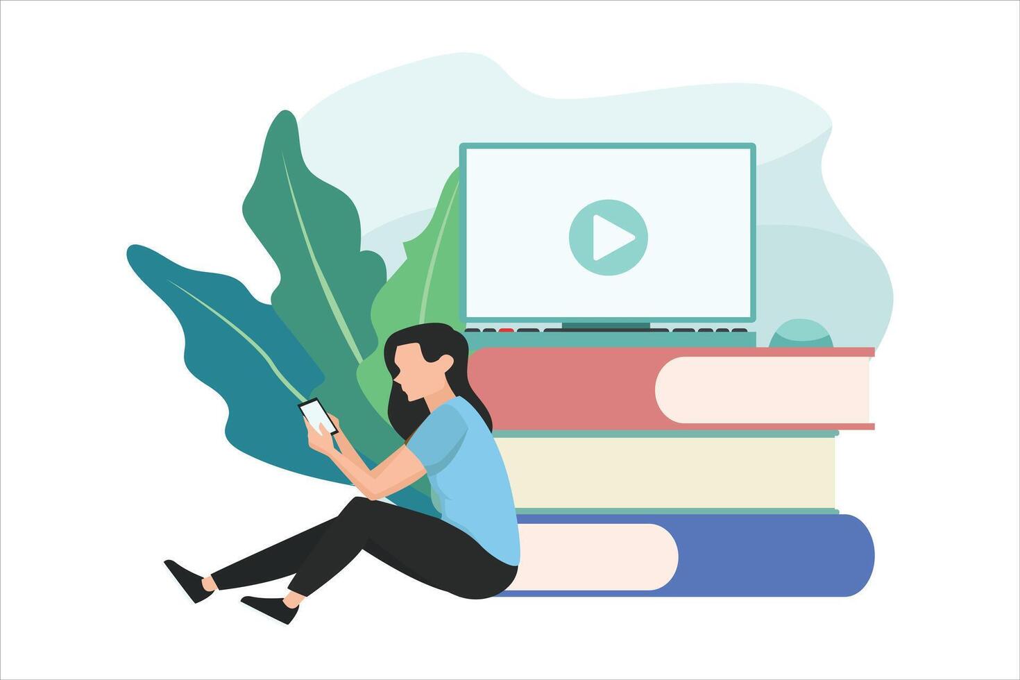 Online Learning Flat Illustration Design vector