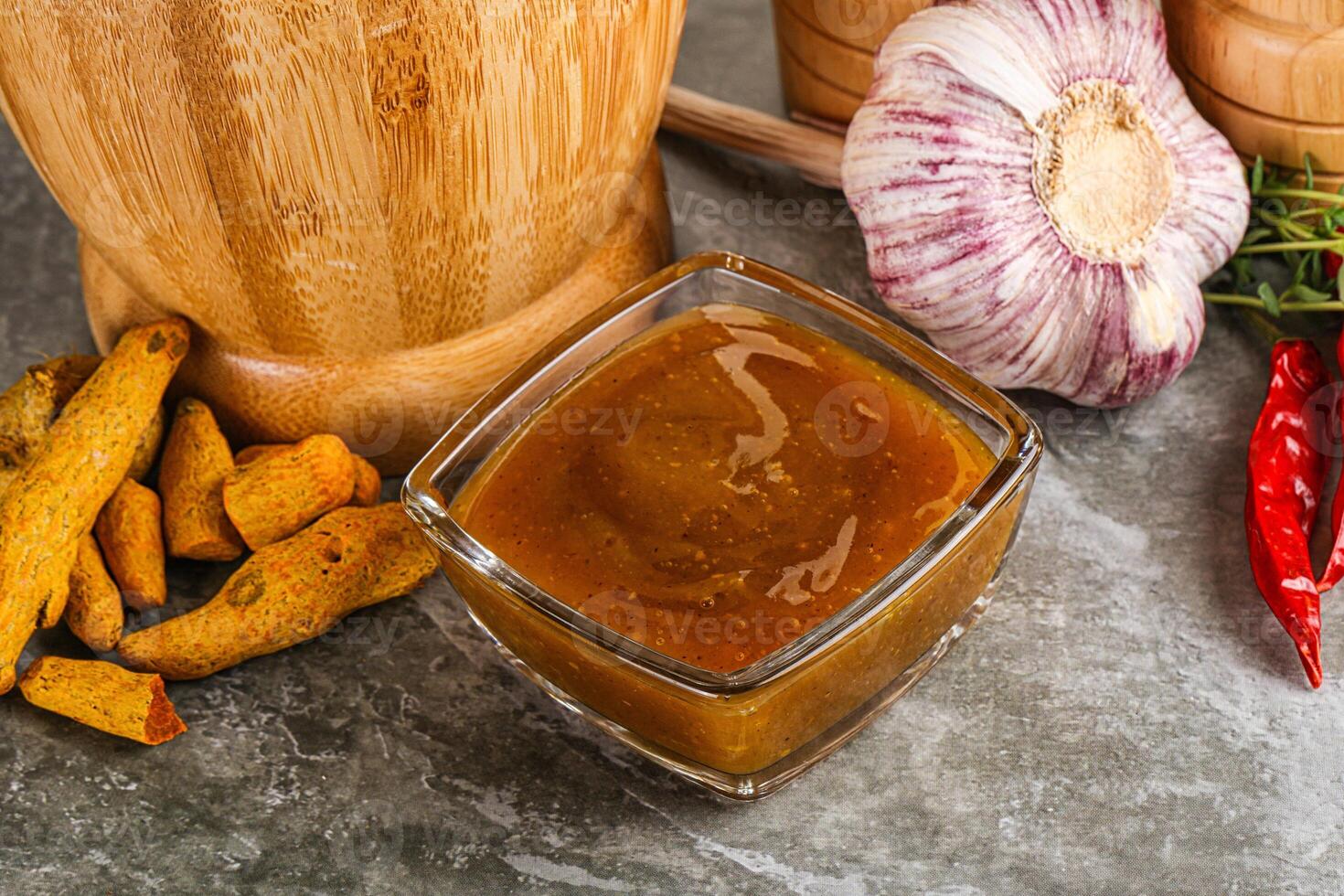 Indian curry sauce in the bowl photo