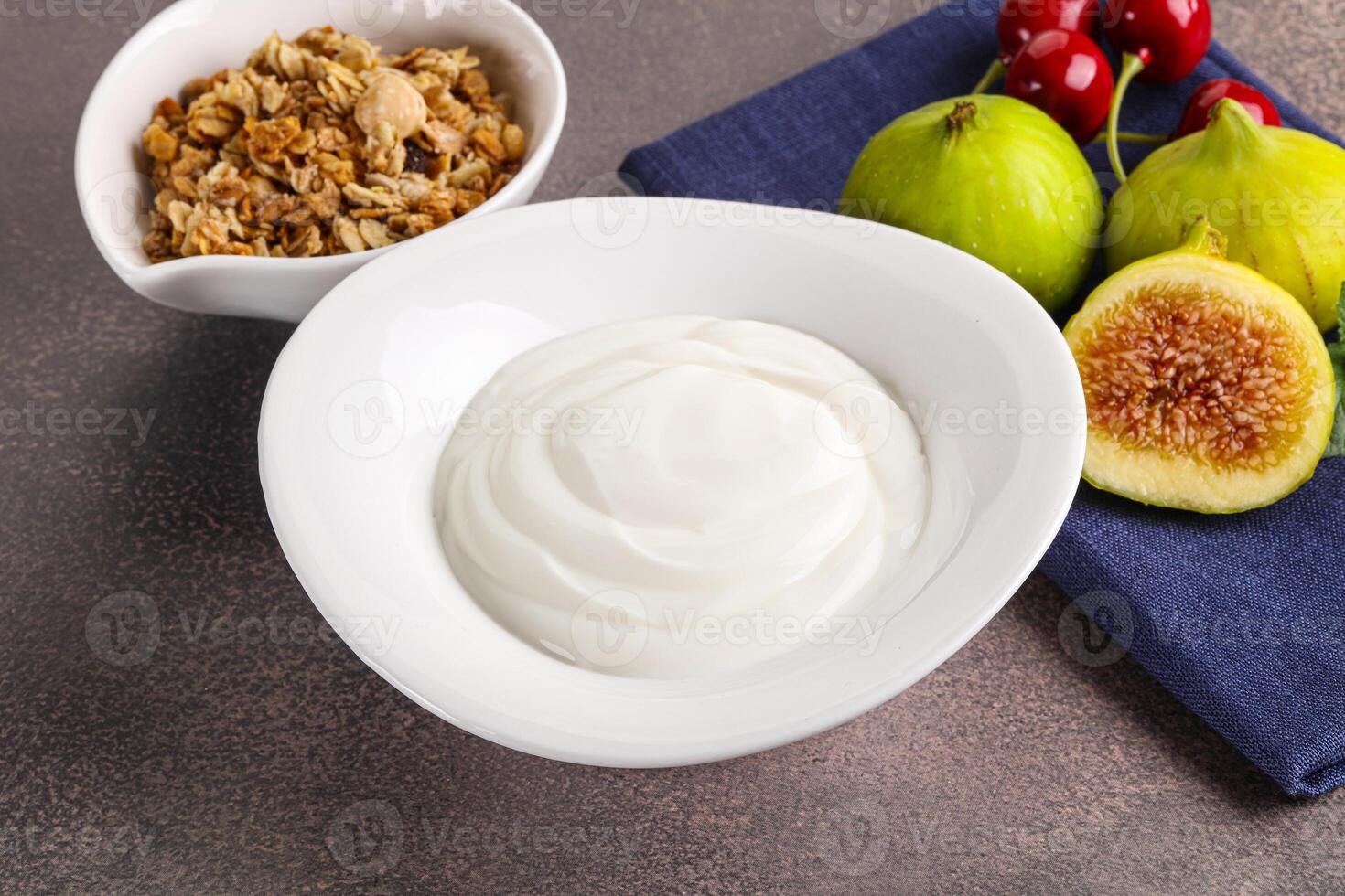 Traditional homemade Greek yoghurt with granola photo