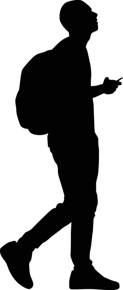 Silhouette of student full body. College illustration vector