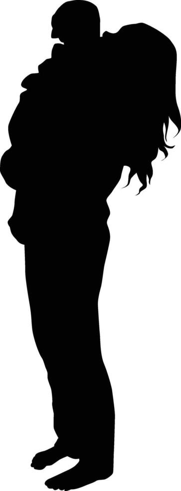 Silhouette of mother and daughter illustration vector