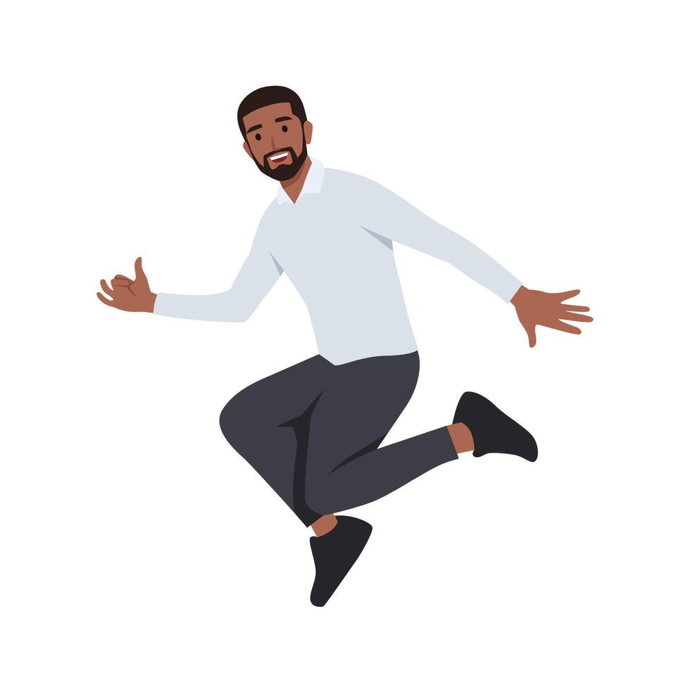 Young man jumping with joy concept. vector