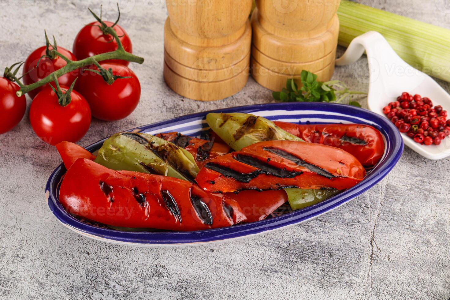 Grilled Bell Pepper - green and red photo