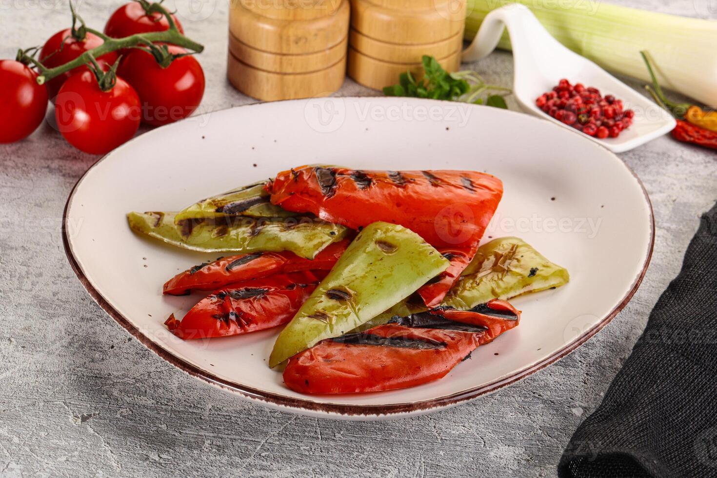 Grilled Bell Pepper - green and red photo