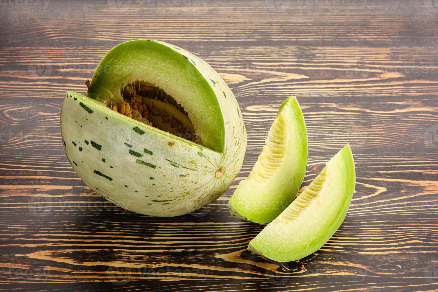 Ripe sweet and juicy dalmatian melon photo