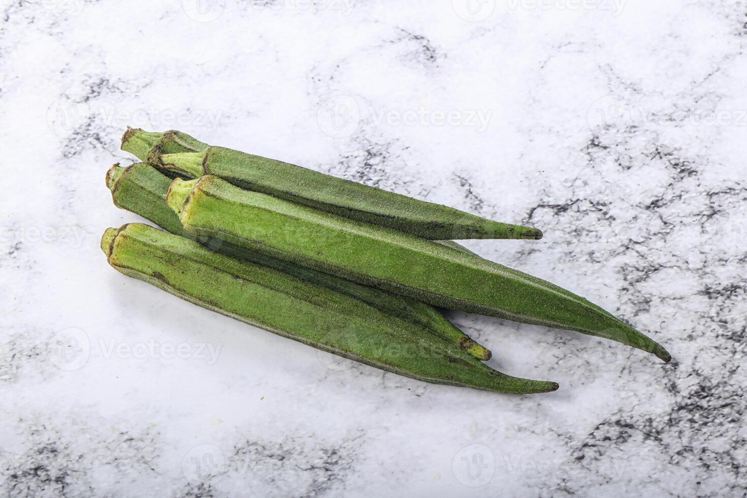 Green ripe tasty okra tropical vegetable photo