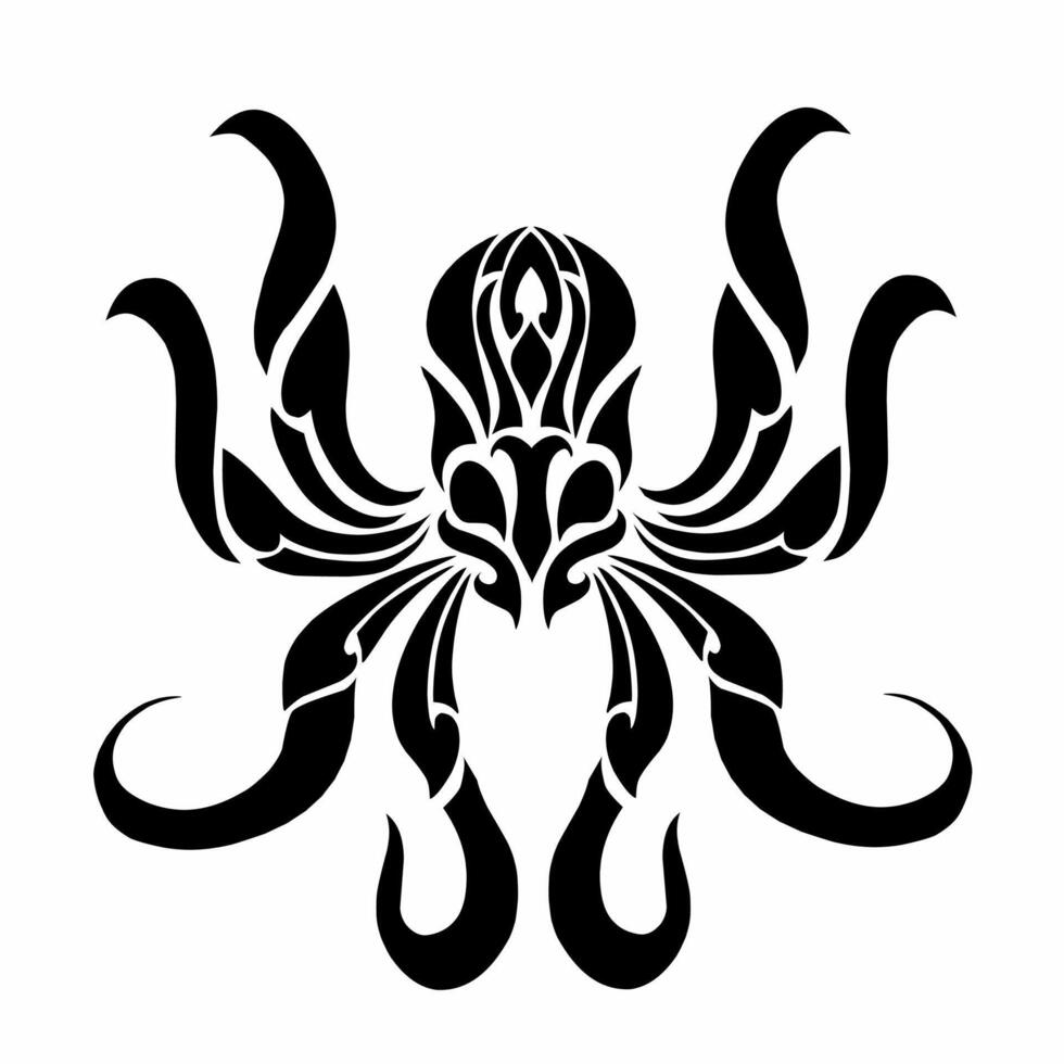 illustration graphics of tribal art tattoo design abstract octopus with tentacles vector