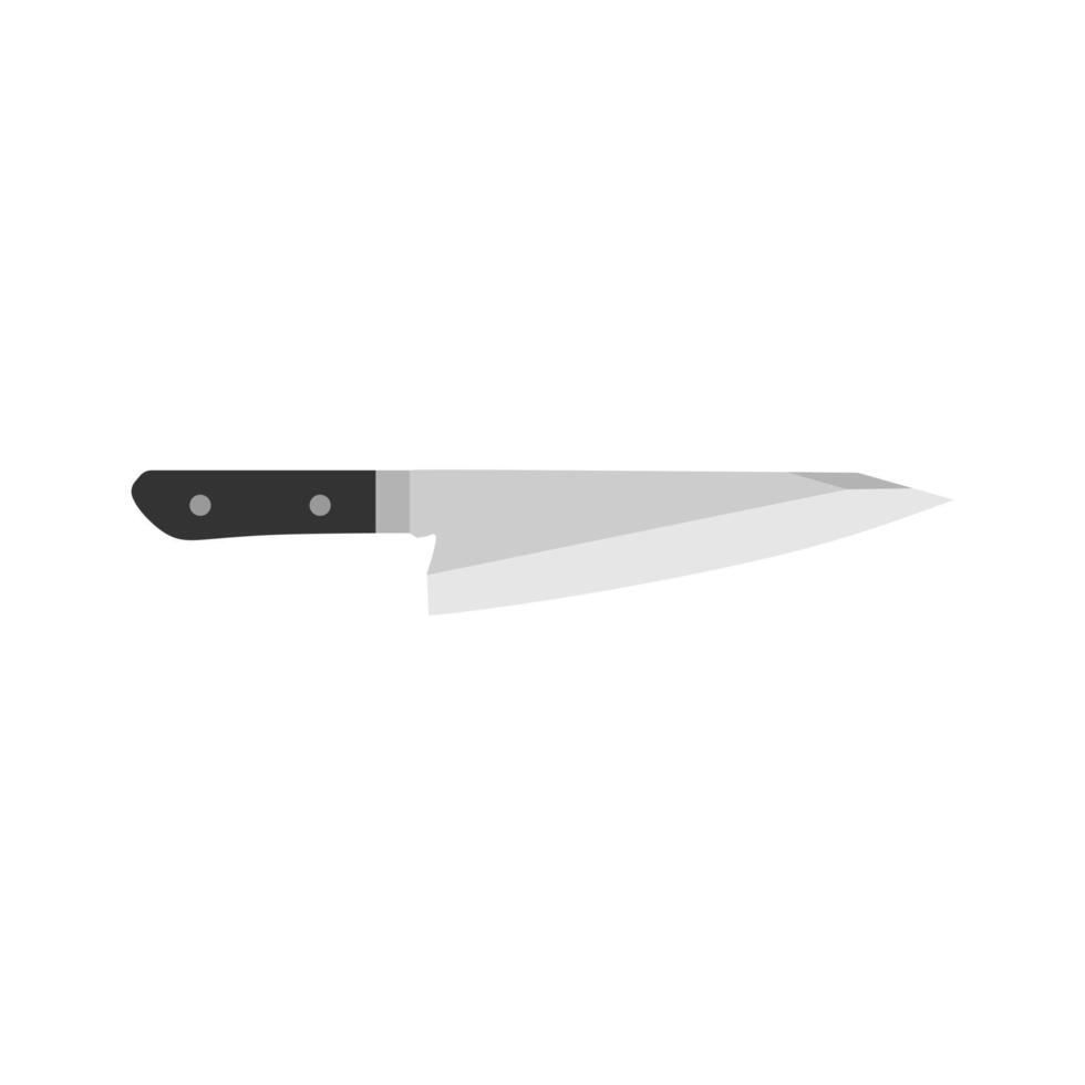 garasuki japanese kitchen knife flat design illustration isolated on white background. A traditional Japanese kitchen knife with a steel blade and wooden handle. vector