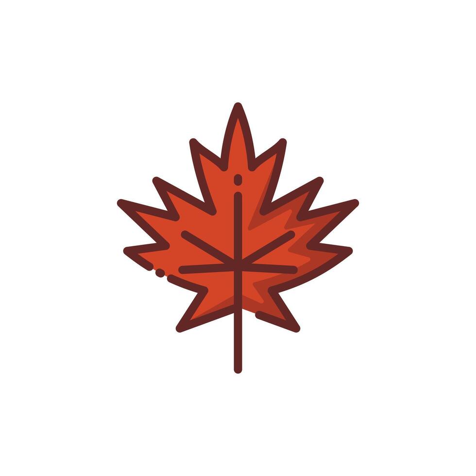 Maple Leaf Lineal Icon - Autumn Season Icon Illustration Design vector