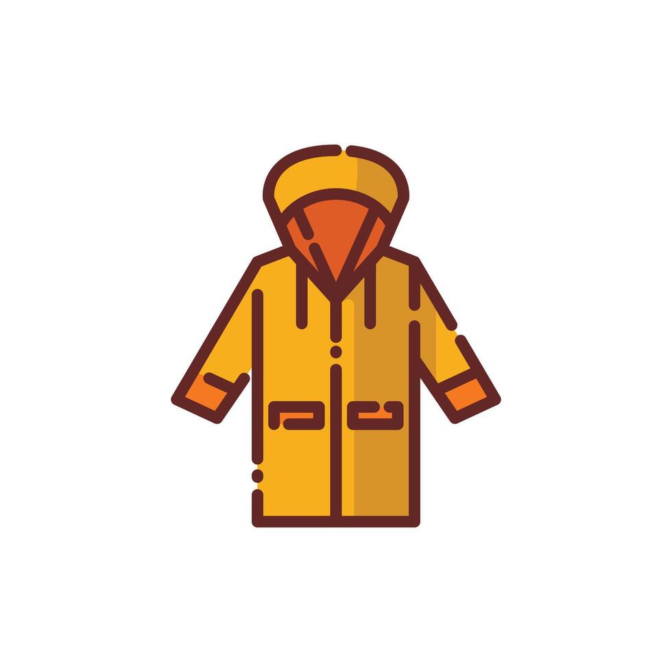 Rain Coat Lineal Icon - Autumn Season Icon Illustration Design vector