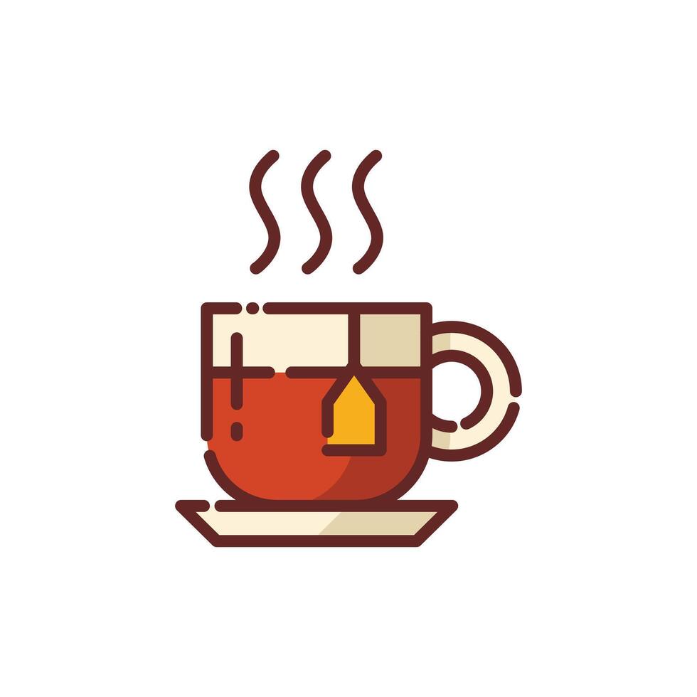 Hot Tea Lineal Icon - Autumn Season Icon Illustration Design vector