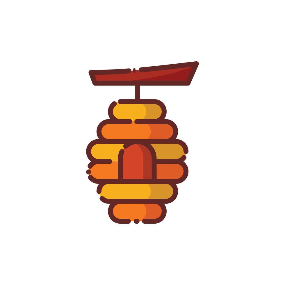 Bee Hive Lineal Icon - Autumn Season Icon Illustration Design vector