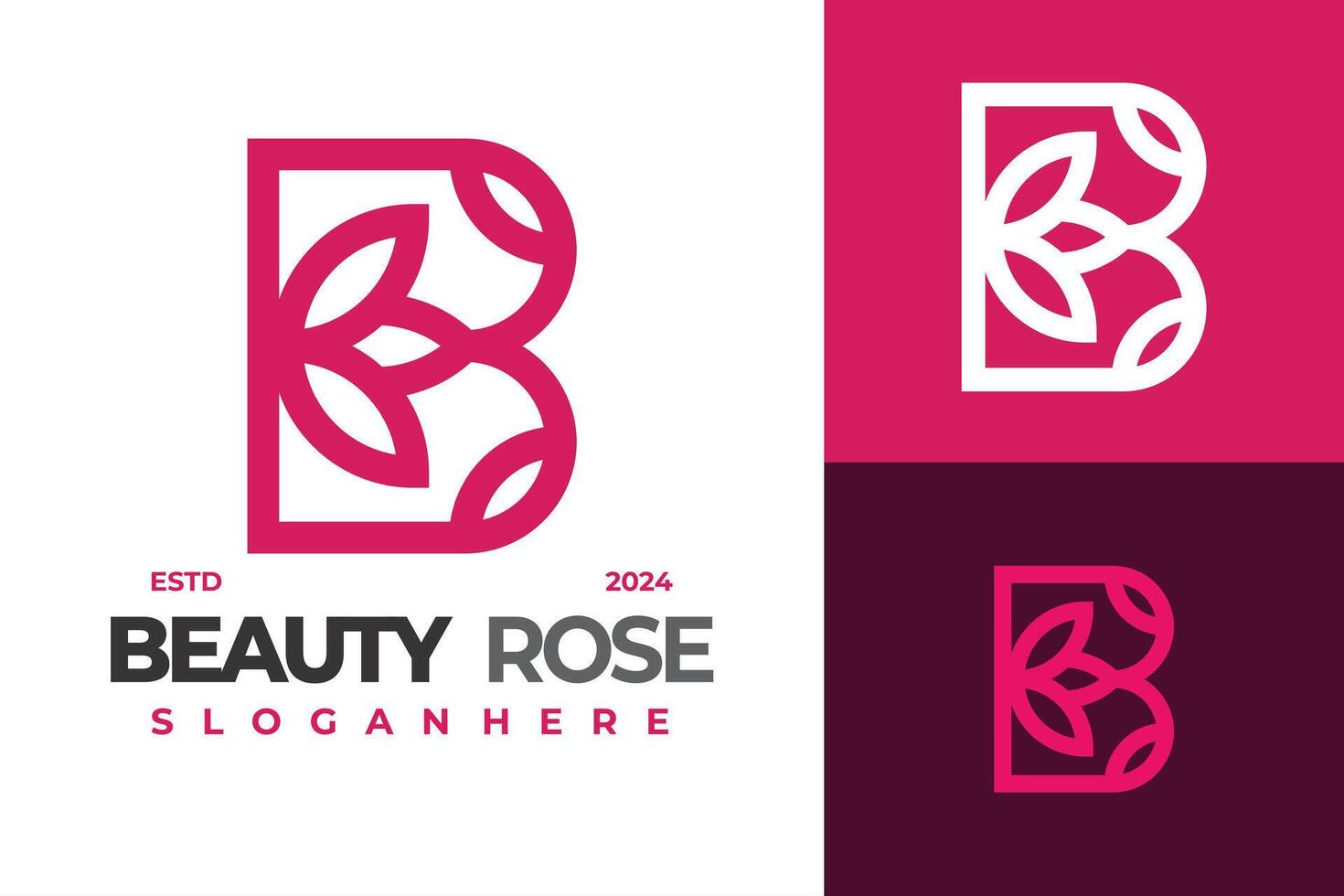 Letter B Beauty Rose logo design symbol icon illustration vector