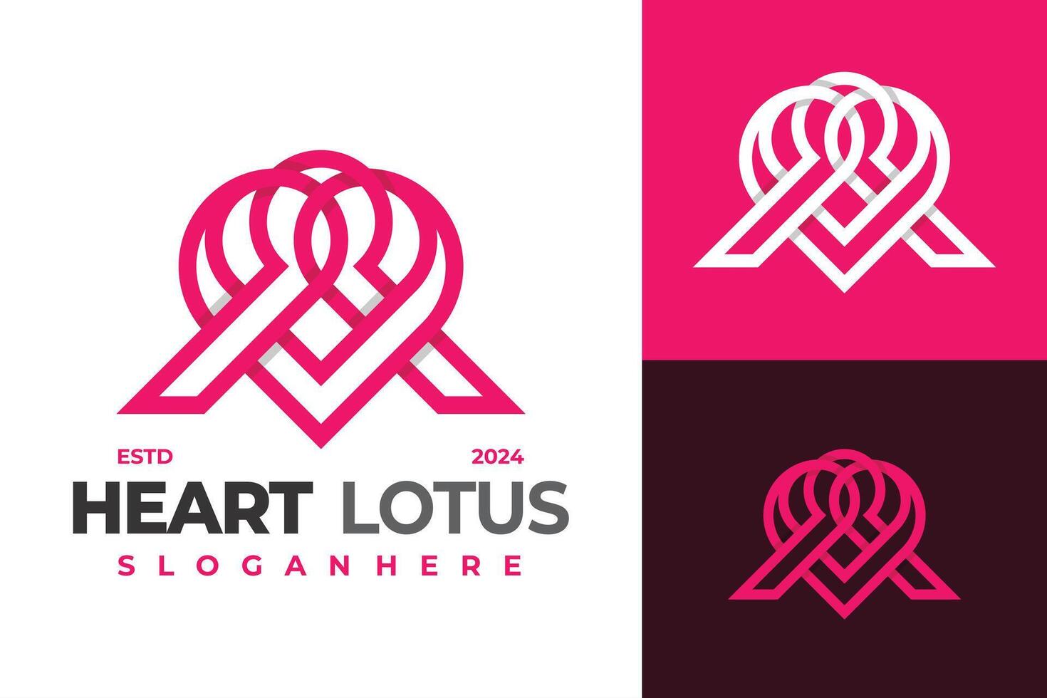 letra un corazón loto logo diseño símbolo icono ilustración vector