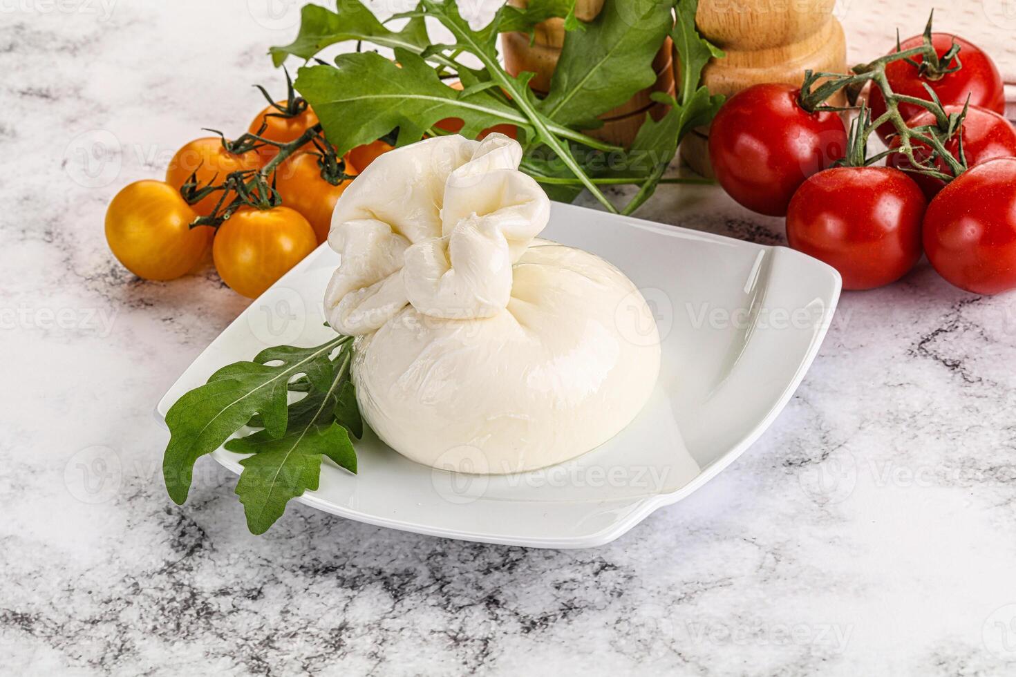 Creamy Italian traditional Burrata cheese photo