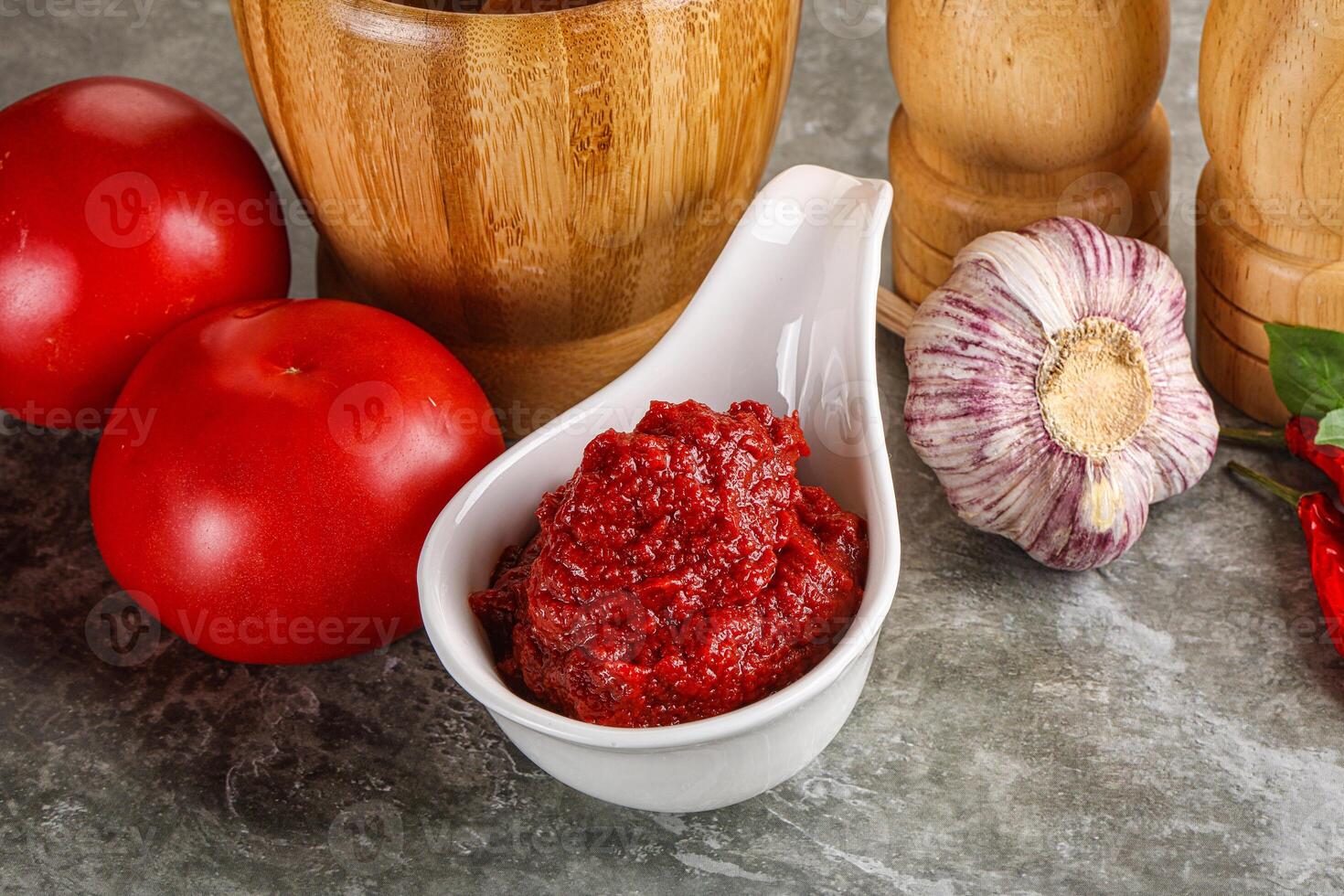Natural organic red tomato paste photo